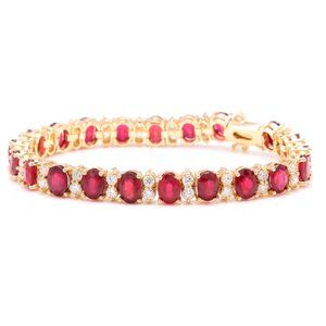 29.80 Ct Ruby & Diamond 14KW Gold Bracelet